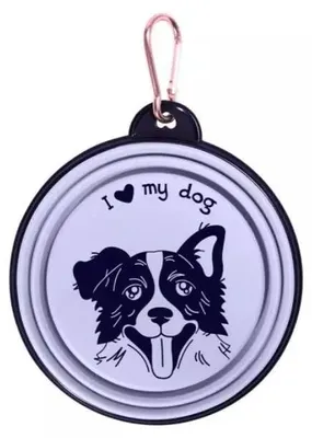 Obrázek produktu pro Skládací silikonová miska pro psy, fialová, I love my dog