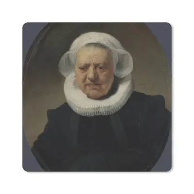 Produktbild von MuchoWow® Mauspad Mousepad Porträt von Aechje Claesdr - Rembrandt van Rijn 20x20 cm - Mousepads - Maus Mat - Pad - Mausunterlage - Desk Mat - Bureauartikeln