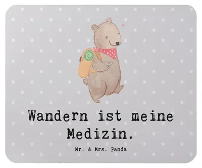 Produktbild von Mr. & Mrs. Panda Mousepad Bär Wandern - Grau Pastell - Geschenk, Mauspad, Bergsteigen, mousematte, Natur Entdecken, Mouse Pad, Sport, Spazieren, Freizeitsport, pc, laptop