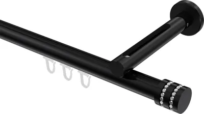 Produktbild von Interdeco Innenlaufstange / Gardinenstange mit Innenlauf Schwarz, Typ Siteno Estana (Glitzerkappe), 20 mm Ø 1-läufig, 420 cm