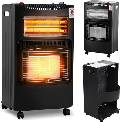 Obrázek produktu pro Hybridní plynový ohřívač Peviasot s křemenným topným tělesem, výkon 4,2 kW (plyn) + 1,2 kW (elektřina), skládací, s 4 kolečky