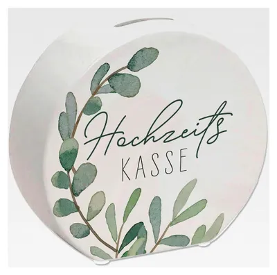 Produktbild von Hochzeitskasse Eukalyptus Spardose für das Brautpaar