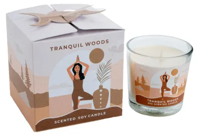 Produktbild von Moonshine Yoga Sojawachskerze Tranquil Woods – Packung mit 4 Stück – 60 g