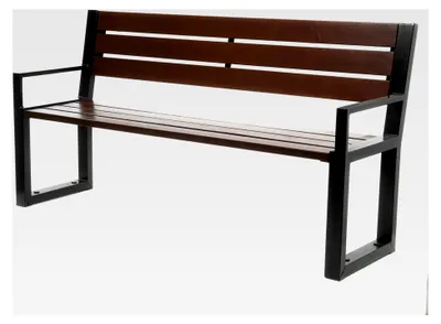 Produktbild von Wetterfeste Parkbank aus Stahl und massivem Holz für den Garten