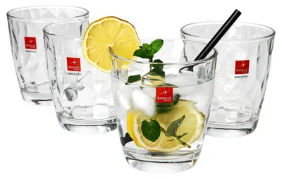 Zdjęcie produktu dla Zestaw 4 szklanek do drinków z motywem diamentów, pojemność 39 cl - 302260 (biuro Steffis)