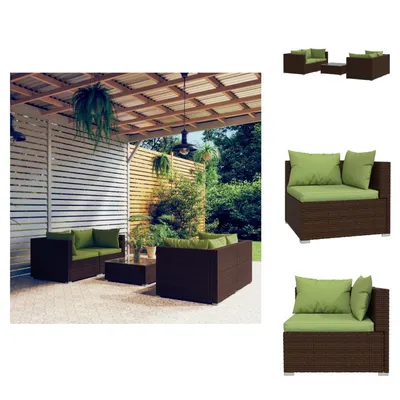 Produktbild von vidaXL 5-tlg. Garten-Lounge-Set mit Kissen Poly Rattan Braun -  Gartenmöbel-Sets