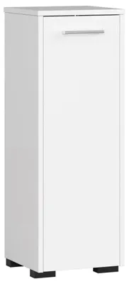 Produktbild von Badezimmerschrank - Freistehender Schrank - 1 Tür - 2 Regalböden - Holz - 30 x 82 cm - Mattweiß