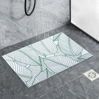 Image de Tapis de douche antidérapant, aspect loofah, anti-moisissures, PVC, blanc, 60 x 40 cm