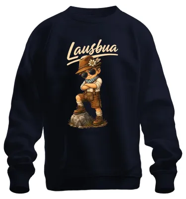 Obrázok produktu pre Lausbua, kožené nohavice, tradičný bavorský outfit, štýlový, mikina s kapucňou, pulóver, tmavomodrá, veľkosť S