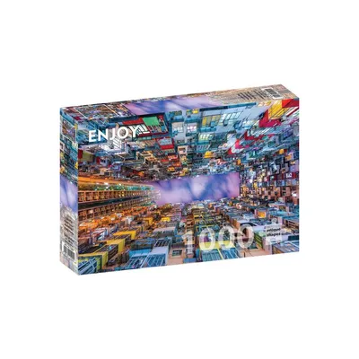 Produktbild von Puzzle, 1000 Teile – „Enjoy“ – Buntes Wohnhaus, Hongkong