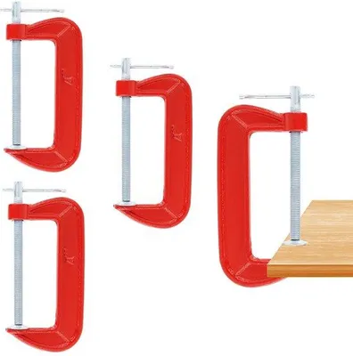 Obrázok produktu pre Liatinové C-svorky, 4 palce - 4 kusy - Pevnosť - Spracovanie dreva - Kov - Liatina pre vysokú odolnosť