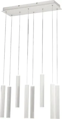 Produktbild von Fabas Luce Prado 8-flammige Pendelleuchte - 52W dimmbare LED - Mattweißes lineares Design