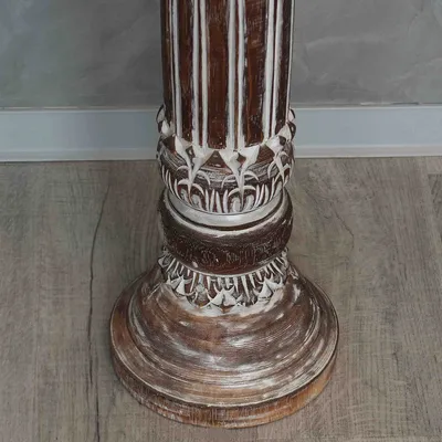Produktbild von Säule Blumensäule Dekosäule Ständer Sockel Podest Blumenständer Holz Modell Batya in verschiedenen Größen und Farben , Säulen Variante Antik:Braunwash 80 cm