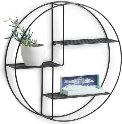 Immagine prodotto di ZELLER Mensola a muro rotonda nera diametro 55 cm, profondità 12 cm