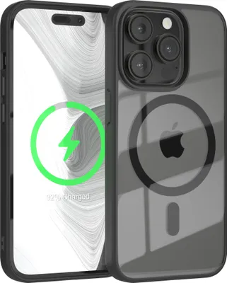 Produktbild von EAZY CASE Clear MagSafe Case für Apple iPhone 14 Pro, Qi-Charging, Silikon mit Kameraschutz, Bumper Case in Schwarz