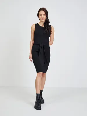 Produktbild von Guess Annie Kleid Schwarz ärmellos kurz mit Rundhalsausschnitt und Bindeband in der Taille