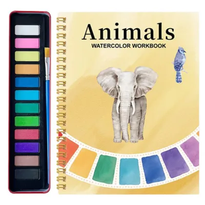 Immagine prodotto di Libro per principianti per dipingere con acquerelli, con 12 colori