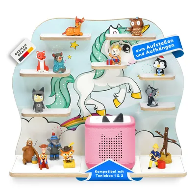 Produktbild von stadtecken® Kinder Regal für Musikbox I Geeignet für die Toniebox 1 & 2 und Tonies I Hörspiel I zum Aufstellen oder Aufhängen I Einhorn