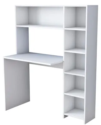 Image de Bureau d'étude en Bois MDF blanc - L 113,2 × P 40 × H 141,8 cm - Style Scandinave