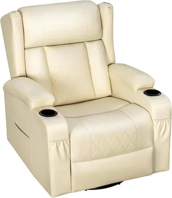 Produktbild von WOLTU Relaxsessel mit Liegefunktion, Fernsehsessel 360° drehbar, mit verstellbarer Fußstütze, Polyurethan: Beige Farbe: Beige