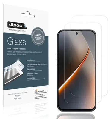Produktbild von 2x Schutzfolie für Nubia Neo 5 5G - Anti-Shock 9H Folie dipos Glass Kunststoffglas