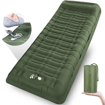 Produktbild von Ibenzoa® Selbstaufblasende Isomatte 12 cm – Campingmatratze mit Fußpumpe & integriertem Kopfkissen, 40D Nylon mit TPU-Beschichtung, 1 kg, kompakt 31×18×11 cm