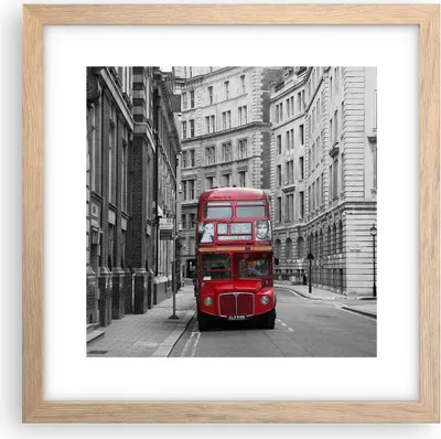 Produktbild von Gerahmtes Poster - Rahmen in heller Eiche - Bus england urlaub london - 30x30 cm - Wand Bild - Wanddeko - Wandbilder - Wandposter - Bilderrahmen - Bilder - Kunstdruck - Wandbild - P2NAC30x30-2153