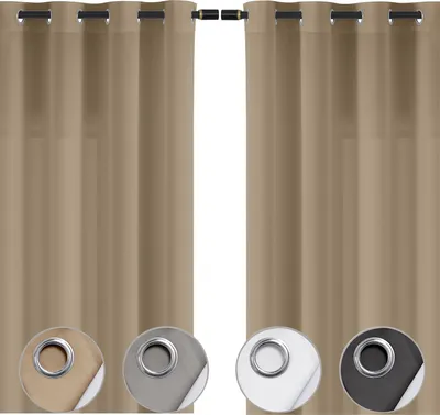 Produktbild von wometo 2er Set Vorhänge Blickdicht mit rostfreien Ösen 140x245 - beige waschbar einfarbig Türvorhang Deko Schal Wohnzimmer Schlafzimmer Kinderzimmer