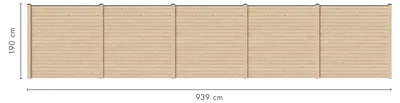Produktbild von Karibu Sichtschutzzaun Gartenzaun natur 5 Elemente Maße 939 x 186 cm Komplettset