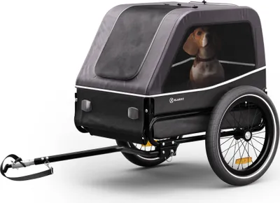 Produktbild von Klarfit Goldie S Hundefahrradanhänger, klappbar, mit Leine, wasserabweisend, doppelte Sicherheit, Reflektoren & Regenschutz, max. 28kg, dunkelgrau