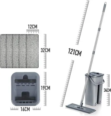 Obrázok produktu pre Sada na čistenie podláh Famanu Mop Set s vedrom – obsahuje 6 utierok – sivá farba