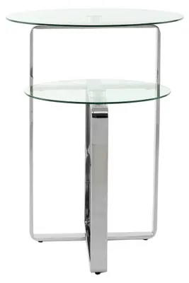 Image de Table d'Appoint Katris en Acier et Verre Argenté