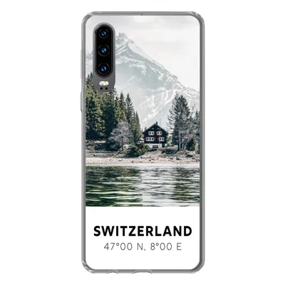 Produktbild von MuchoWow® Handyhülle Schutzhülle Hülle für Huawei P30 Schweiz - Berg - Chalet Silikon Softcase Handy Hülle - Kartenbesitzer