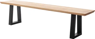 Produktbild von Sitzbank 180x40 cm mit Schweizer Kante, Trapez-Gestell, Eiche massiv geölt, PARACATU-06