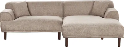 Zdjęcie produktu dla BELIANI Sofa narożna lewostronna beżowoszara tapicerka wodoodorna tkanina na nóżkach narożnik 4-osobowy