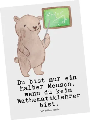 Produktbild von Mr. & Mrs. Panda Postkarte Mathematiklehrer Herz - Weiß - Geschenk, Mathe, Ansichtskarten, Postkarten, Lehrer, Lustig, Grußkarte, Fotokarte, bildkarte, Referendariat