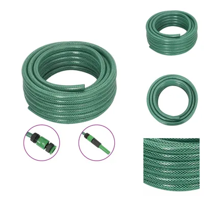 Image de vidaXL Tuyau d'arrosage avec kit de raccords vert 0,6" 20 m PVC - Tuyaux d'arrosage