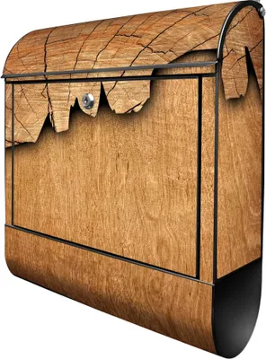 Produktbild von banjado Design Briefkasten Stahl schwarz mit Zeitungsfach pulverbeschichtet "Holz" 38x46x12,5cm & 2 Schlüssel - Postkasten A4 Einwurf inkl. Montagematerial [BKSCH 10447]