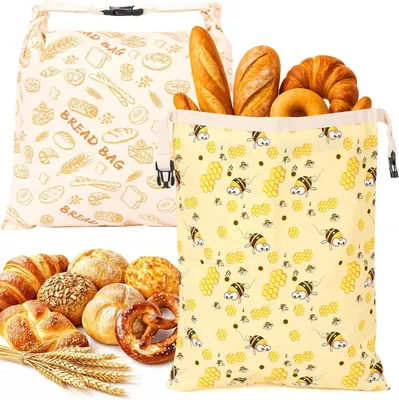 Obrázek produktu pro Včelí voskové sáčky na chléb, 2 kusy, rozměry 43 x 33 cm, směs bavlny a lnu, určené k uchovávání chleba