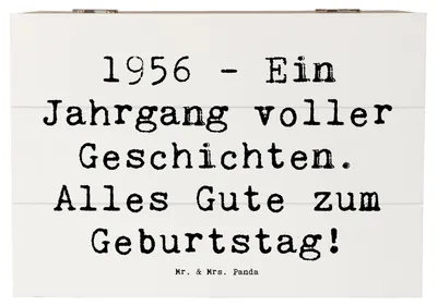 Produktbild von Mr. & Mrs. Panda kiste holz Spruch 1956 Geburtstag 22 x 15 cm - Weiß - Geschenk, fotokiste, Happy Birthday, Erinnerung, Freunde, truhe, Meilenstein, Geschichten, Box