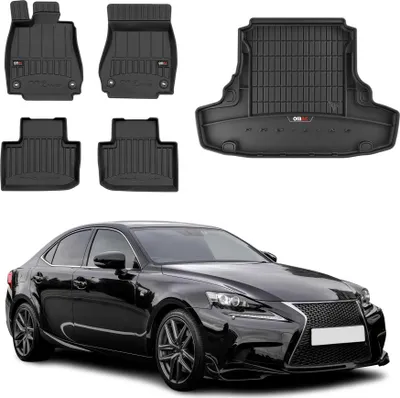 Produktbild von OMAC Fußmatten & Kofferraumwanne Set für Lexus IS 2013-2020 Gummi Schwarz 5x