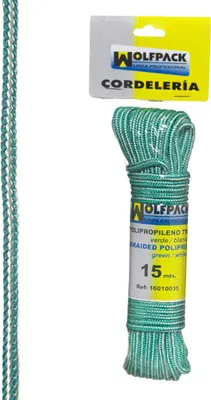 Image de Corde tressée en polypropylène blanc/vert (brin de 15 m)