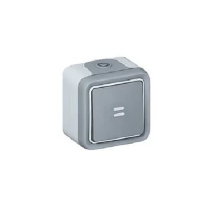 Produktbild von Legrand Plexo55 Wippschalter Aus-/ Wechsel Kontroll beleuchtet Feuchtraum Aufputz grau 069713
