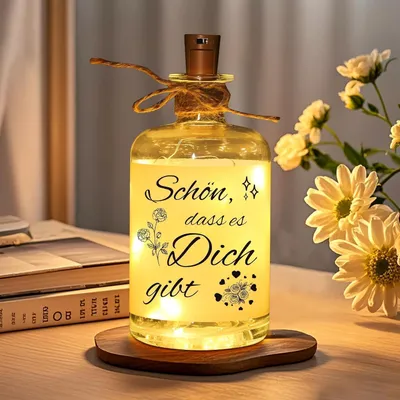 Zdjęcie produktu dla Lampka LED na butelkę z napisem - piękna, prezent dla kobiety, mamy, dziewczyny