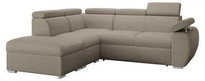 Produktbild von MIRJAN24 Ecksofa Boston 2RR1P, Eckcouch mit zwei Bettkästen und Schlaffunktion, Verchromte Metallfüße, Einstellbare Kopfstützen (Farbe: Aragon 20, Seite: Links PUFAP+R+1P(65)+2R)
