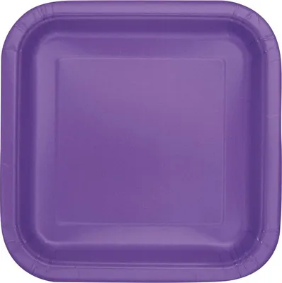 Produktbild von 14 lila eckige Partyteller, ca. 22,8 cm Durchmesser