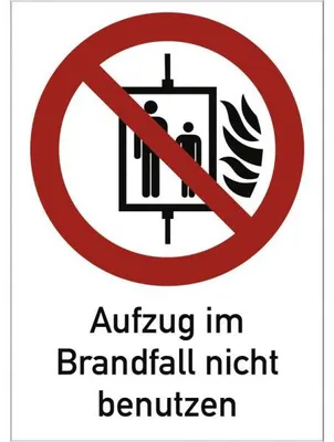 Produktbild von Dreifke® Aufkleber Aufzug im Brandfall nicht benutzen ISO 7010, Kombischild, ...