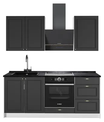 Imagen del producto de Cocina para solteros Vicco Fame-Line Antracita-Oro Landhaus/Blanco 190 cm sin encimera, Model 64902