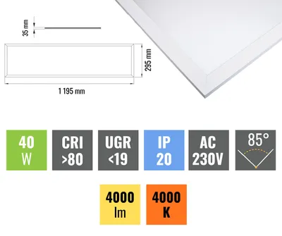 Obrázok produktu pre LED Solution Biely podhľadový LED panel 30 x 120cm 40W UGR Economy 191493