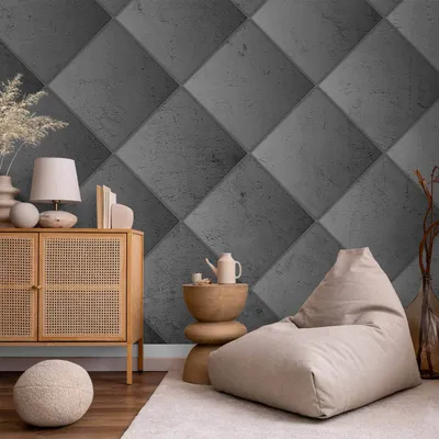 Produktbild von Vlies Fototapete - Grey symmetry - geometric pattern in concrete pattern with light joints 250x175 cm Muster f-A-10033-a-b